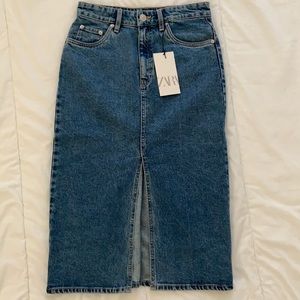 Zara Denim High Waist Pencil Skirt